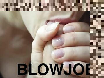 GENTLE WET BLOWJOB ASMR makes a blonde and moans sweetly