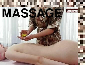 Incredible virgin teen Hermione Stranger is massaged