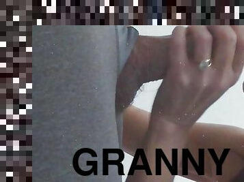 grosse, grand-mère, amateur, mature, fellation, ejaculation-sur-le-corps, granny, énorme-bite, milf, maison