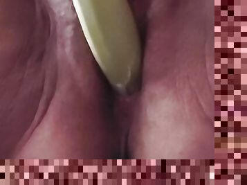 masturbation, orgasme, chatte-pussy, amateur, milf, belle-femme-ronde, américaine, serrée, mère, banane