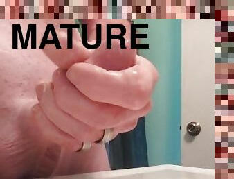 masturbation, mature, énorme-bite, gay, ejaculation, solo, bite