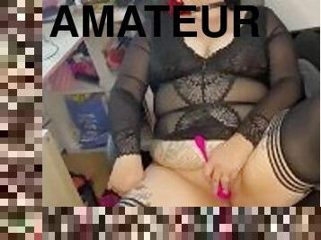 gros-nichons, masturbation, orgasme, amateur, milf, jouet, belle-femme-ronde, rousse, britannique, fétiche