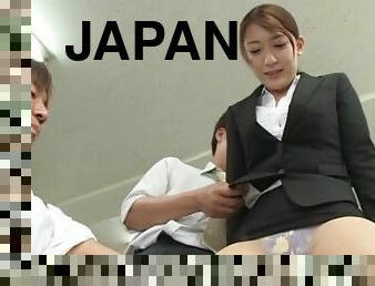 Aroused Japanese gets laid with a bunch of dudes from the office