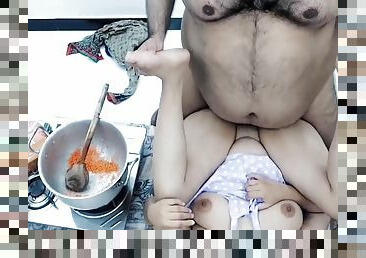 Indian Hot Wife Cooking Without Panty In Kitchen Fucked By Her Cuckold Husband With Clear Hindi Hot Audio