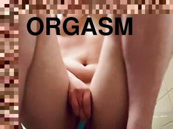 orgasm, fru, amatör, flickvän, ritt, dildo