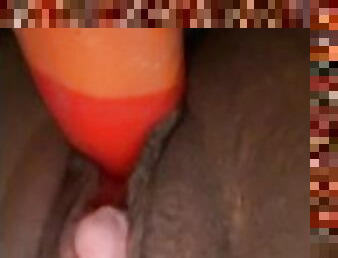 poilue, masturbation, amateur, ébène, ados, jouet, black, point-de-vue, solo