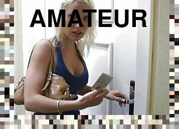 amateur, fellation, ejaculation-sur-le-corps, rétro, point-de-vue, blonde, hôtel, putain