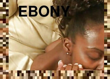 Ebony whore sucks big white cock