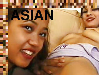 asiatique, chatte-pussy, lesbienne, jouet, rasé, talons-hauts, petits-seins