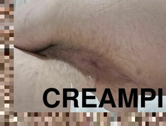 Used too much lube (fake creampie)