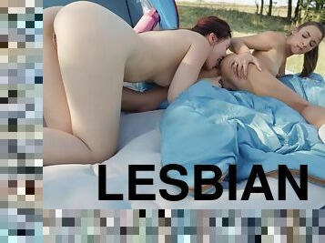 Insolent lesbians share unique oral romance while out camping