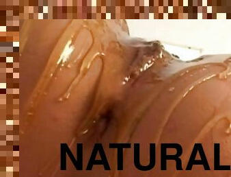 Sexy natural model is sucking a dick