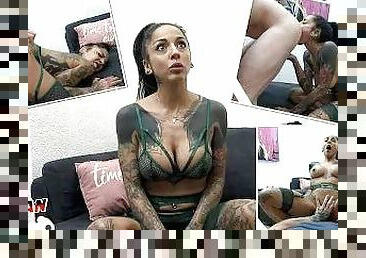 GERMAN SCOUT - Swiss tattoo model Lady Fiina gets fucked dirty at her first porn casting