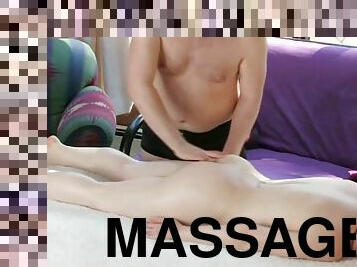 Romantic massage teasing amateur brunette teen