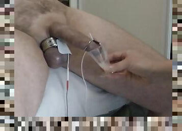 Real woman milks my husband with e-stim