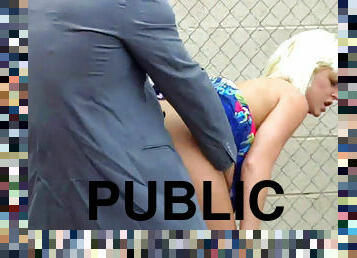 Blondie enjoys cock in public