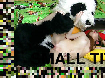 Sexy teen enjoys panda fuck
