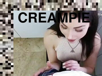 Cute and hot slut filled with cum. Cum on pussy. Creampie