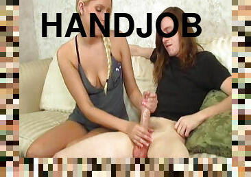 Cute lady is doing amazing handjob