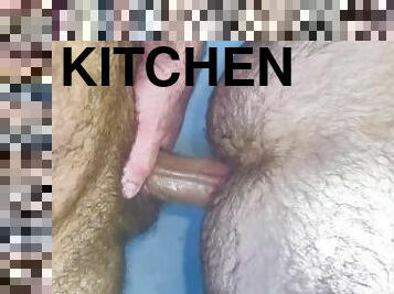 poilue, orgasme, amateur, anal, fellation, ejaculation-sur-le-corps, énorme-bite, gay, couple, cuisine