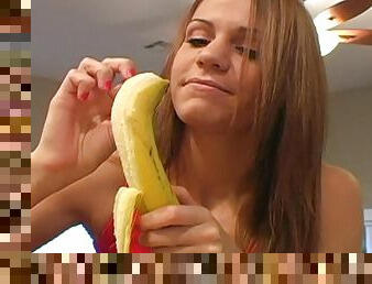 Addison Crush eats a banana naughty style