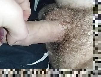 Hairy dick soft to hard by hand
