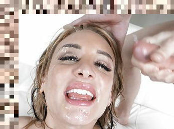 Best facial at her first porn casting