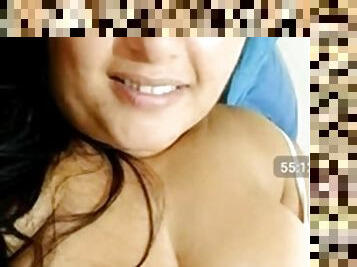 Latina flashes big tits webcam