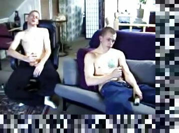 These two straight guys decide to jerk off again while watching a porn video. They fight back and never look at each other, but the curiosity is th...