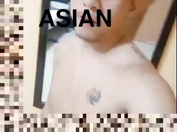 Asian teen boy jerks off in secret hotel