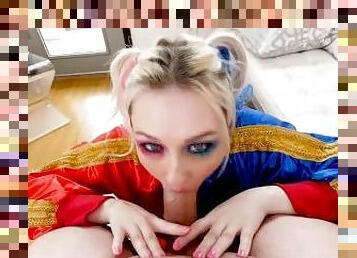 Hot Blonde Arielle Aquinas POV Handjob and Blowjob on Costume