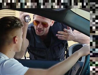 Horny Carter DelRey gives officer Roman a good blowjob