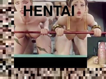 asiático, traseiros, teta-grande, masturbação, anal, penetração-de-braço, ejaculação, loira, hentai, 3d