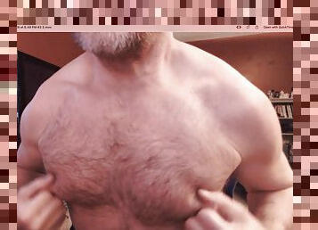 pai, peluda, mamilos, gay, webcam, sozinho, paizinho, musculado, branco, urso