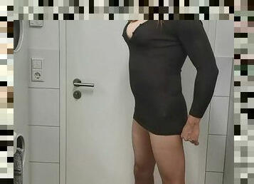 transsexuelle, amateur, allemand, européenne, euro, fétiche, solo, talons-hauts, masque