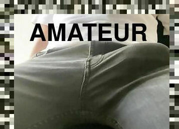 énorme, masturbation, amateur, ejaculation-sur-le-corps, énorme-bite, secousses, ejaculation, solo, jeans, bureau