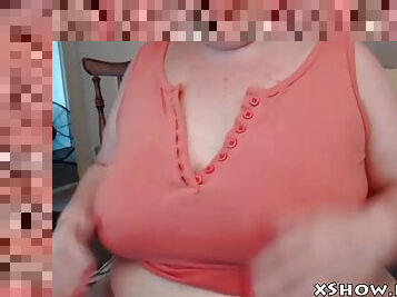 Sexy busty slut cumming on web