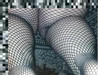 Footjob fishnet fetish