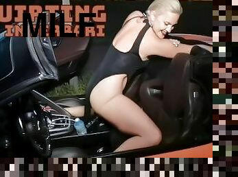 Big Booty Blonde MILF Fucks Herself ROUGH & Squirts in Ferrari - Flexible Hanna