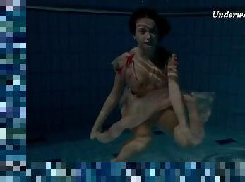 Edwiga cute hot girl smoking underwater