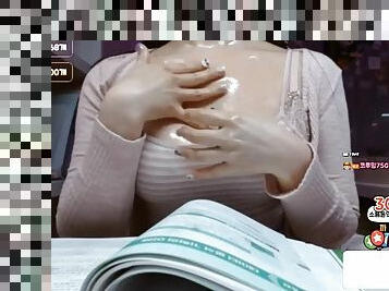 Korean blowjob with wet tits