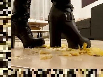 Crush some bananas with my sexy boots