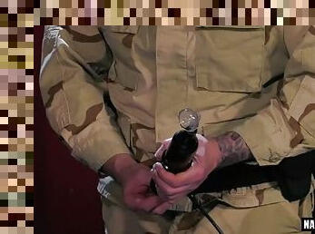 Tattoo military fetish with cumshot