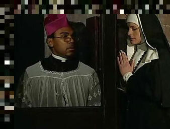 Slutty nun fucked in both of her holes