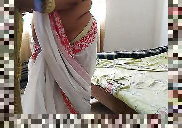 stranger came &amp; fucked Hindi desi Hot aunty, when she wearing saree for go to office - lot of cum inside her pussy