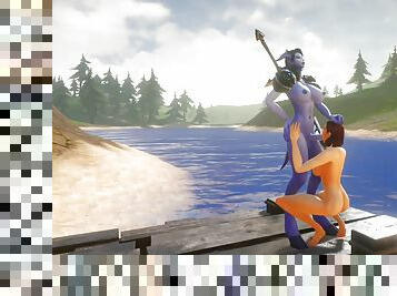  Futa Draenei Fucks a Girl&#039;s Ass next to a Lake : Warcraft Porn Parody