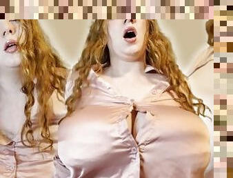 gros-nichons, énorme, milf, joufflue, rousse, naturel, seins, bout-a-bout, massive, seins-flasques