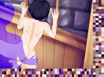 asien, anal-sex, blasen, beule-schuss, homosexuell, japanier, creampie, anime, hentai, 3d