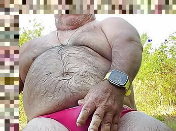 papa, masturbation, vieux, en-plein-air, amateur, ejaculation-sur-le-corps, énorme-bite, gay, culotte, ejaculation