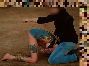 Hard domination with bondage and spanking for Rocky Emerson in the California desert